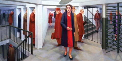 George Tooker depicts the alienation of urban life in his 1950 painting "Subway."